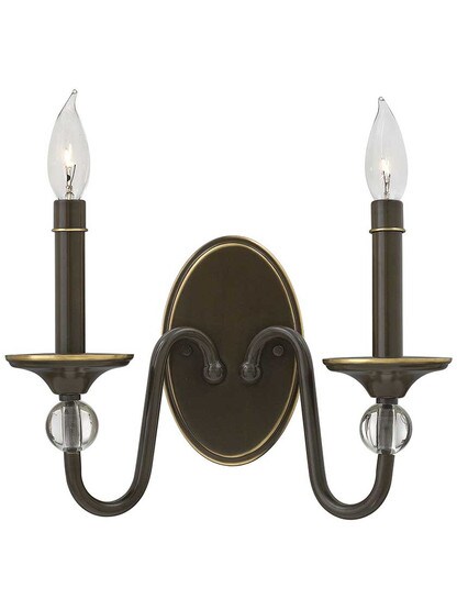 Eleanor 2-Light Wall Sconce in Light Oiled Bronze.